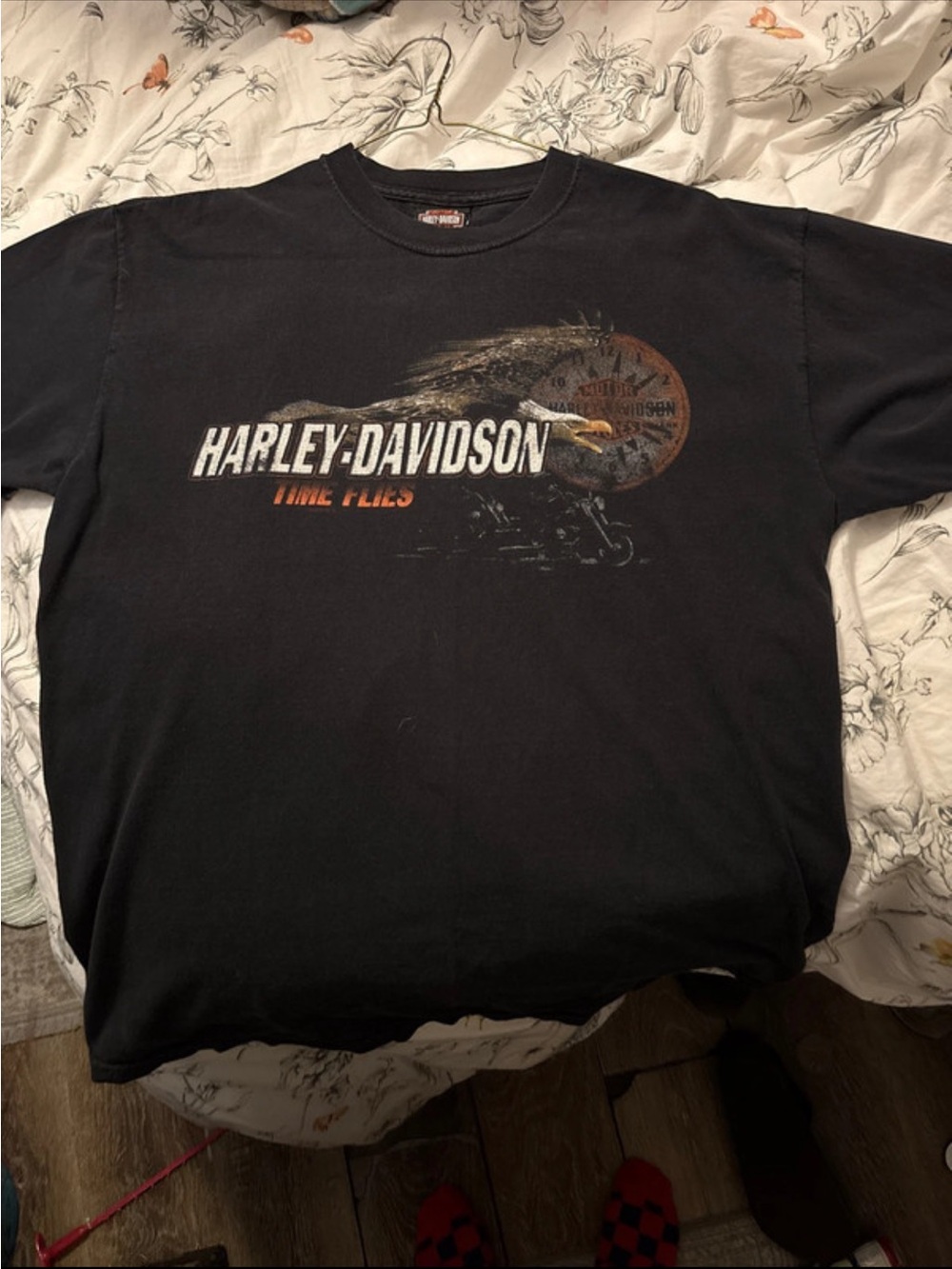 Harley-Davidson Black Graphic 'Time Flies' Tee with Eagle